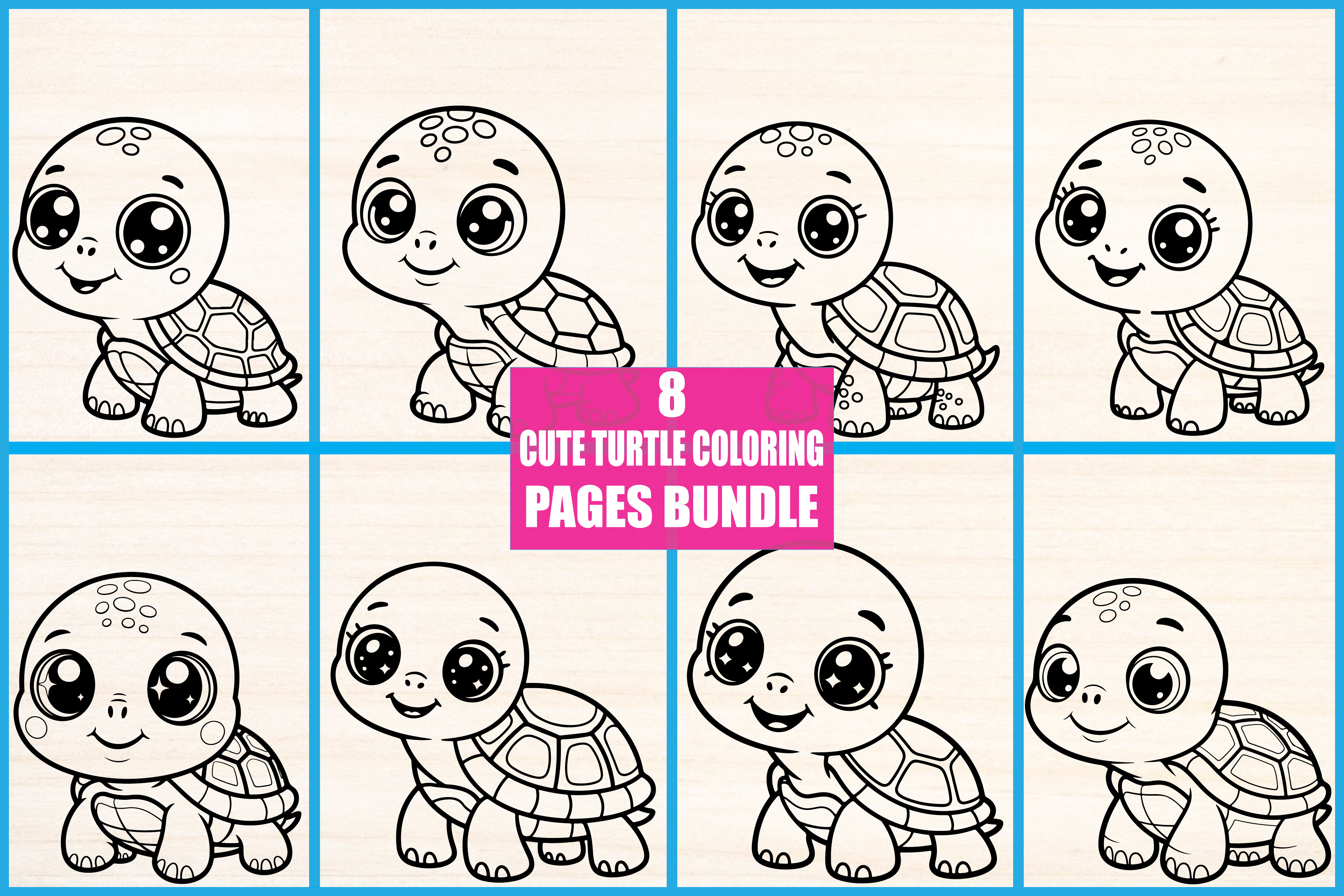 Cute Turtle Coloring Pages Bundle