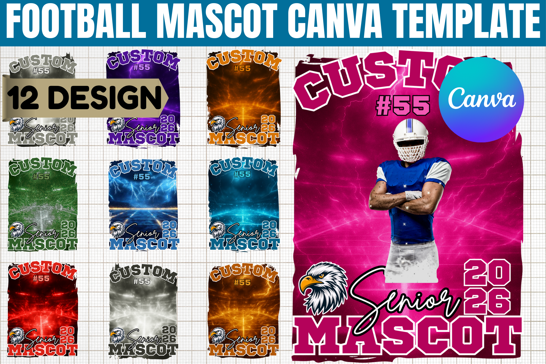 Football Mascot Canva Editable Template