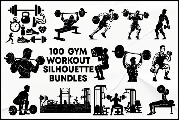 Gym Workout Silhouette Vector Bundle