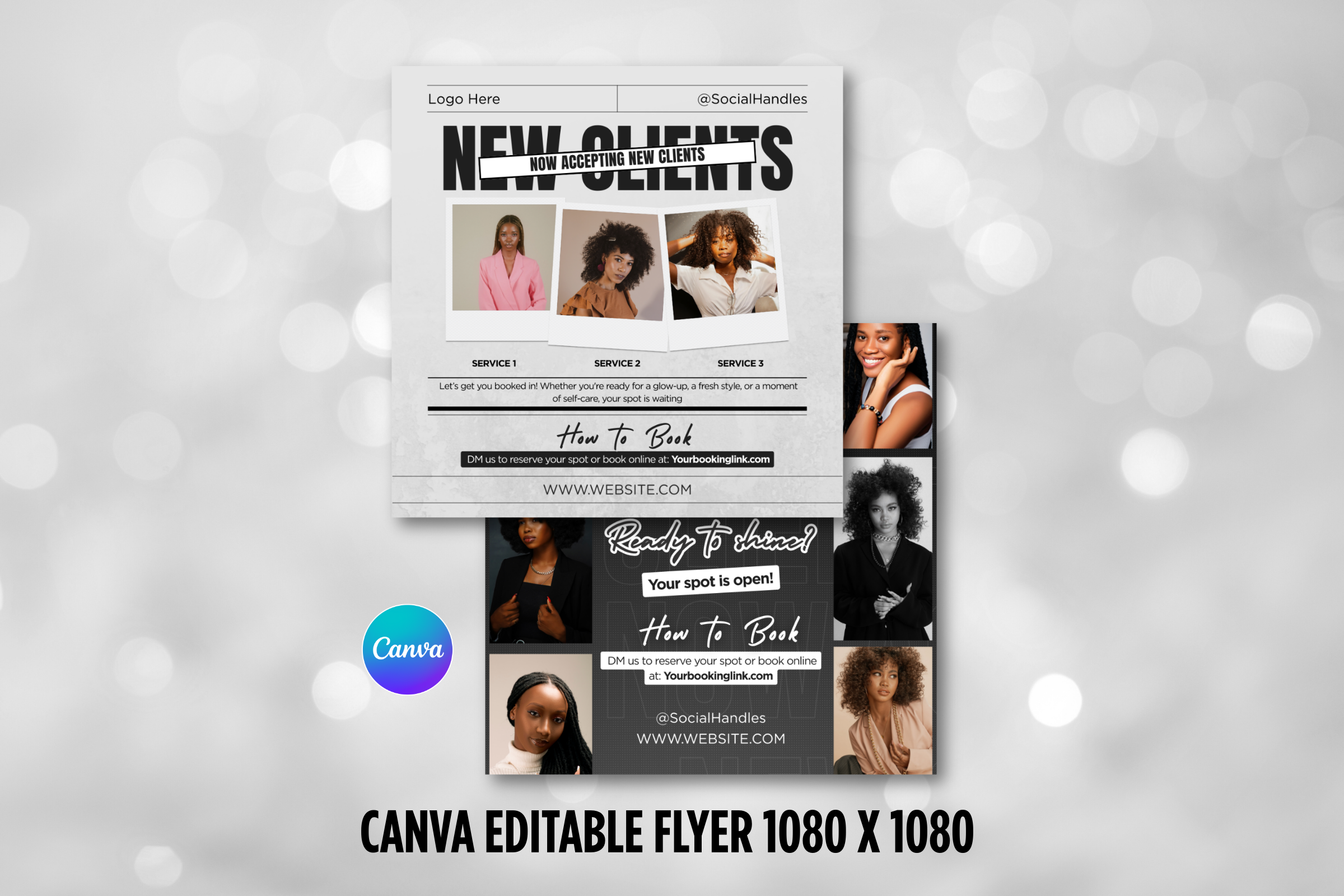 New Clients Booking Flyer Canva Template