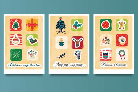 Scandinavian Christmas Wall Art Set Graphics