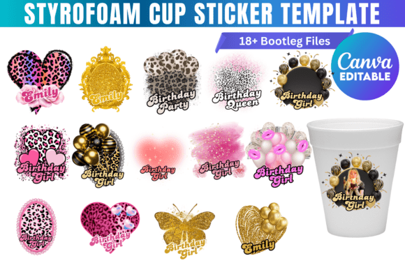 Styrofoam Cup Sticker Canva Template