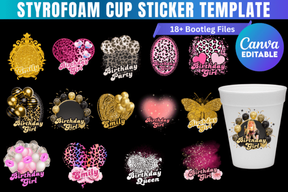 Styrofoam Cup Stickers Canva Template
