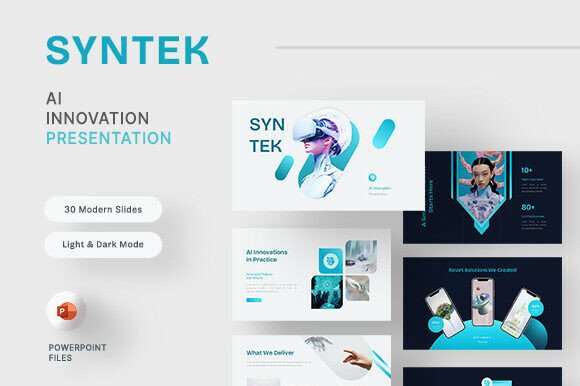Preview of Syntek – AI Innovation PowerPoint technology presentation template