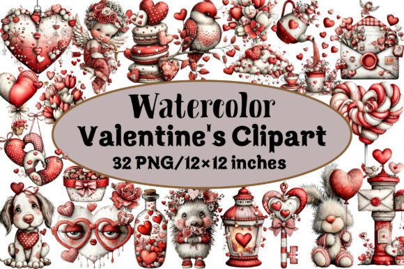 Valentine's Clipart Afbeelding Afdrukbare Illustraties Door Design Market