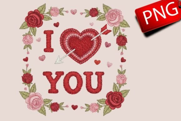 Boho Valentine Yarn Crochet LOVE PNG