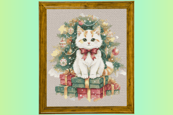 Coquette Christmas Kitten Watercolor