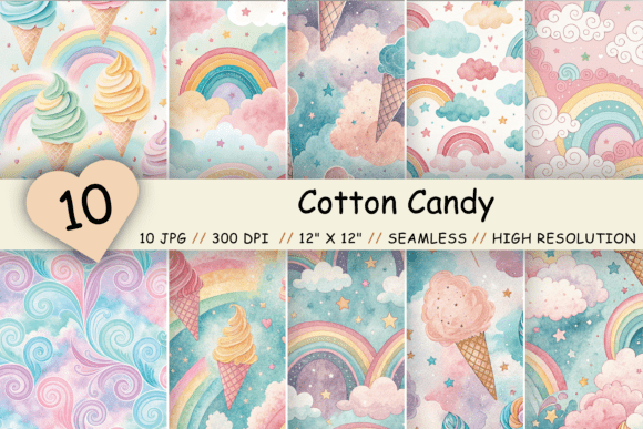 Cotton Candy Digital Paper, Seamless Grafik Papier-Muster Von Florid Printables