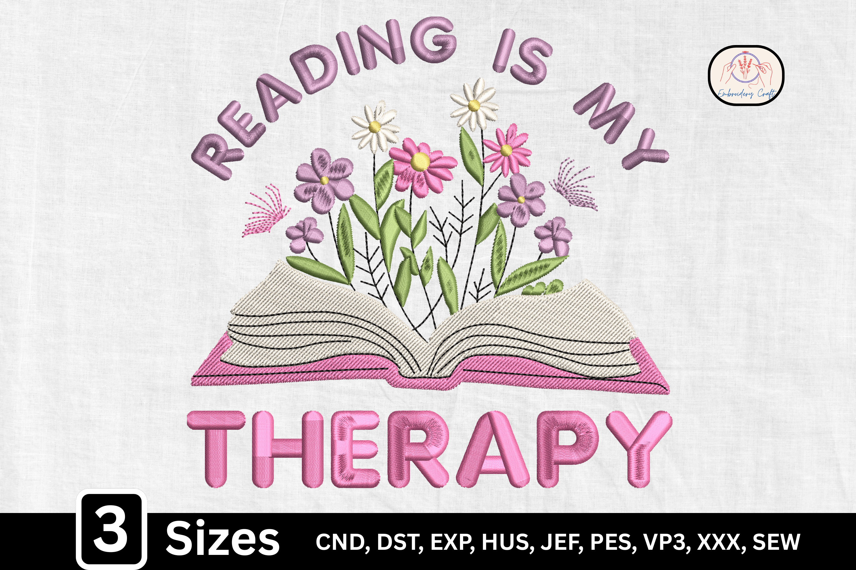 Floral Open Book Reading is My Therapy