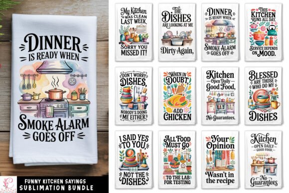 Funny Kitchen Dish Towel PNG Sublimation