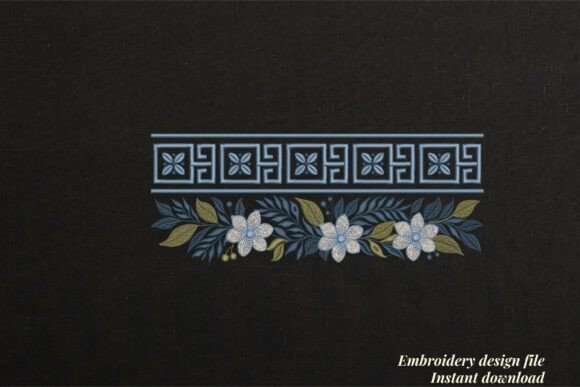 Greek Floral Border Meander Black