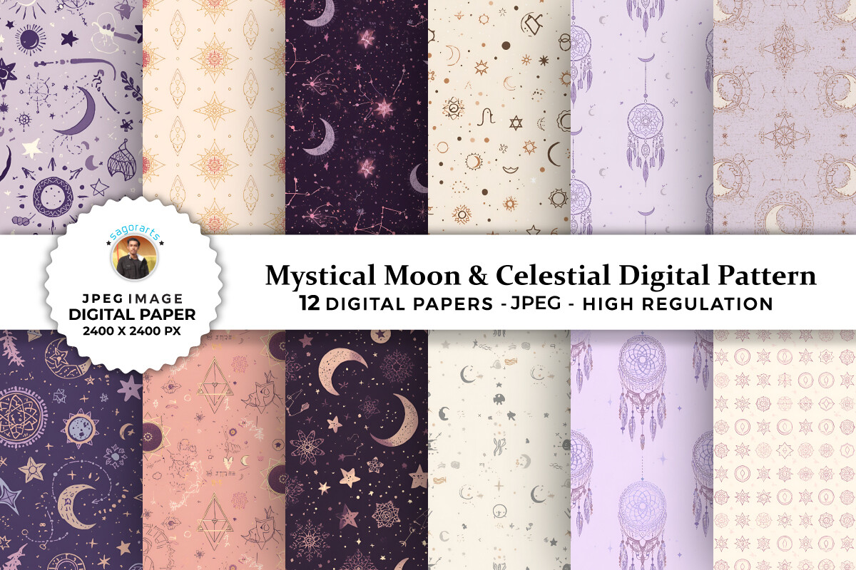 Mystical Moon & Celestial Digital Paper