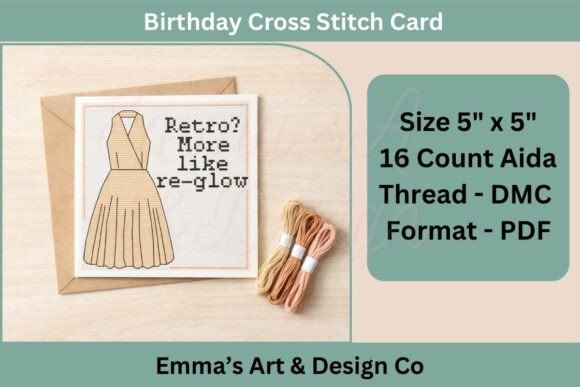 Retro Birthday Cross Stitch Card Pattern