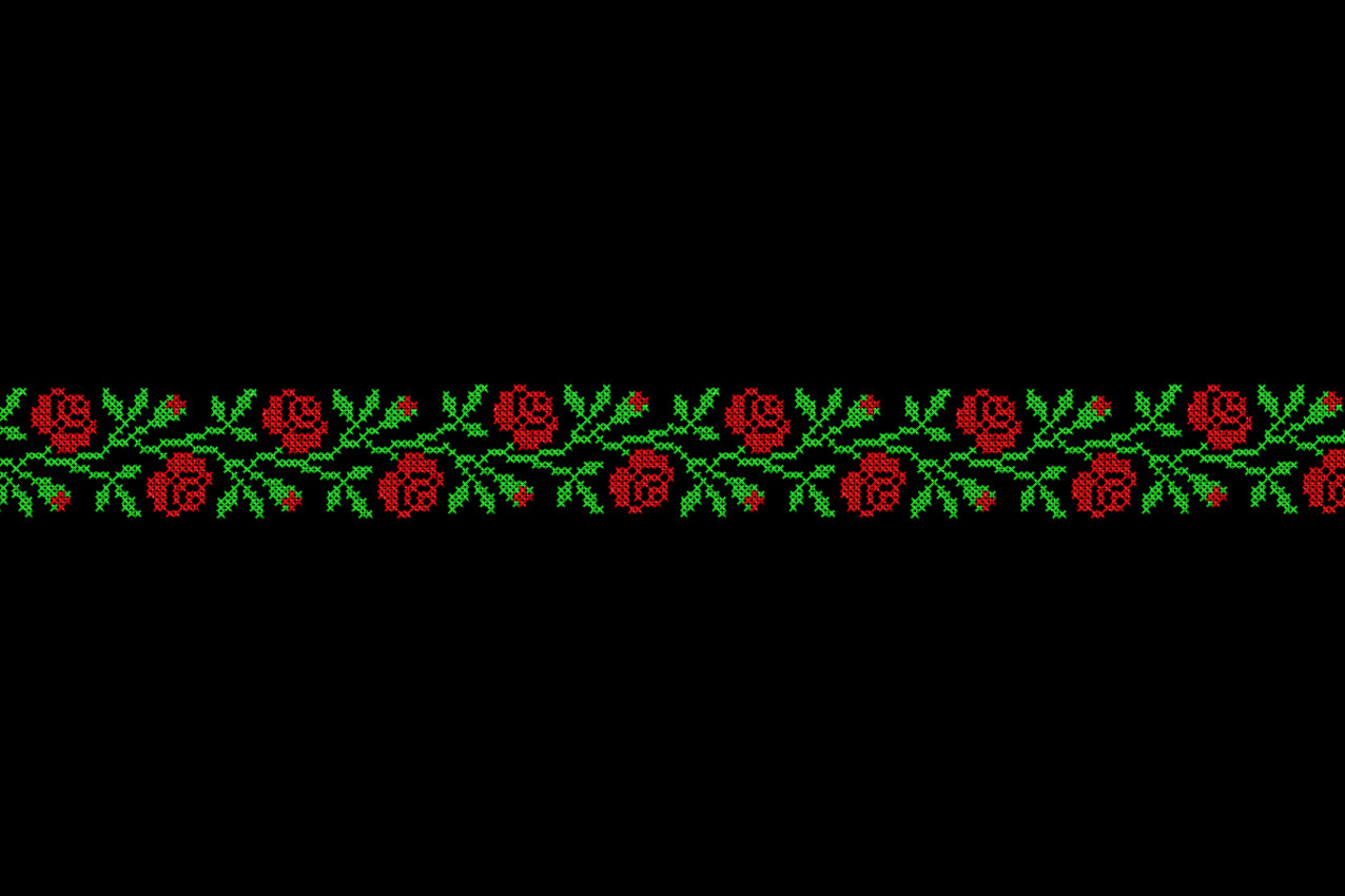 Rose Cross Stitch Border Embroidery