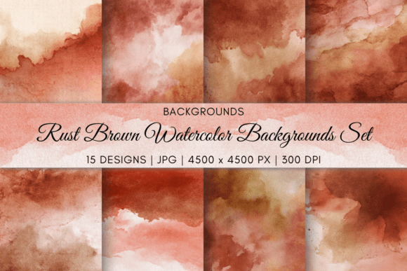 Rust Brown Watercolor Backgrounds Set