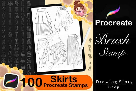 100 Procreate Skirts Stamp Brushes