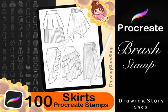 100 Procreate Skirts Stamp Brushes