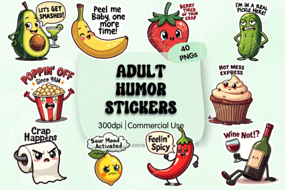 Adult Humor Sticker Bundle Graphic Crafts By HBM Clipart