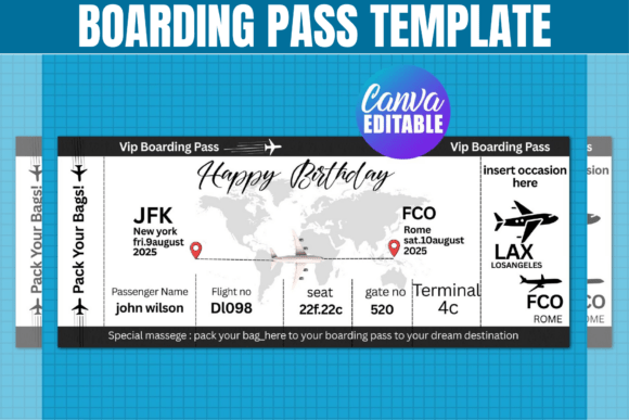 Boarding Pass Canva Template