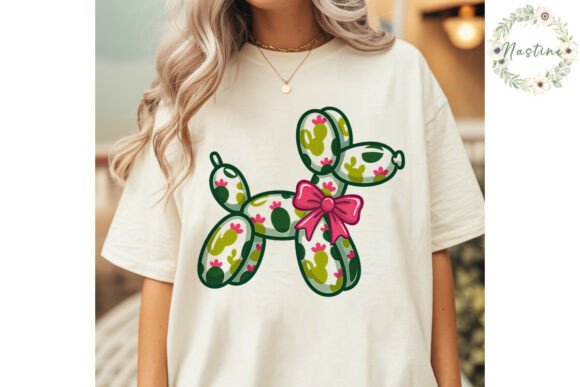 Cactus Balloon Dog Sublimation PNG Gráfico Ilustraciones Imprimibles Por Nastine