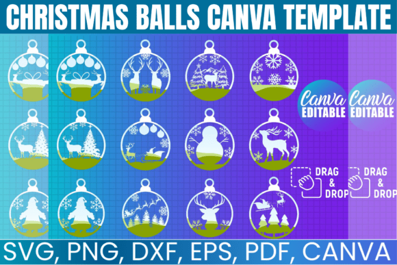 Christmas Balls Canva Frame Bundle