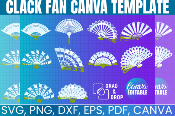 Editable Canva clack fan template bundle for parties
