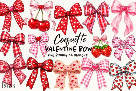 Coquette Valentine Bow Bundle Png Graphic Illustrations By DSIGNS
