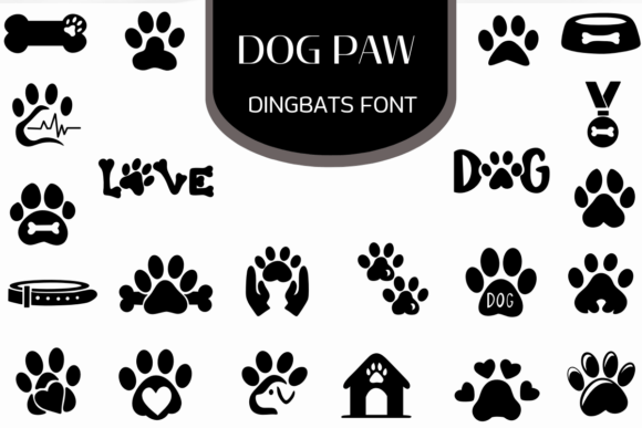 Dog Paw Dingbats Font By Heartcraft Atelier