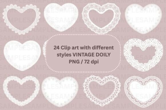 Doilies Heart with Lace Clipart Borders