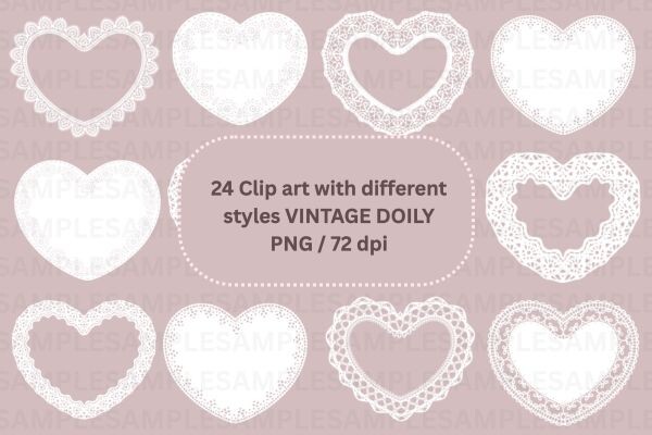 Doilies Heart with Lace Clipart Borders