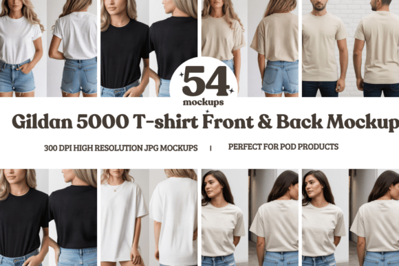 Gildan 5000 Front & Back Mockup Bundle