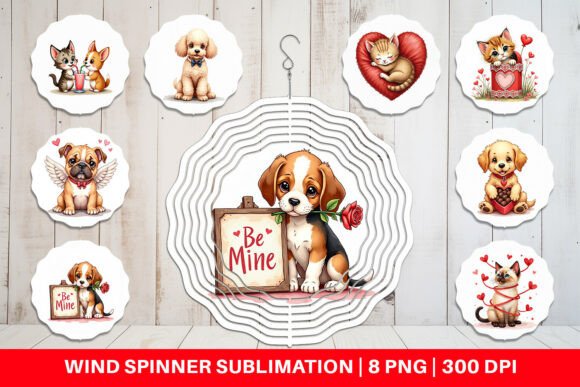 Kitsch Puppy Love Wind Spinner sublimation design PNG
