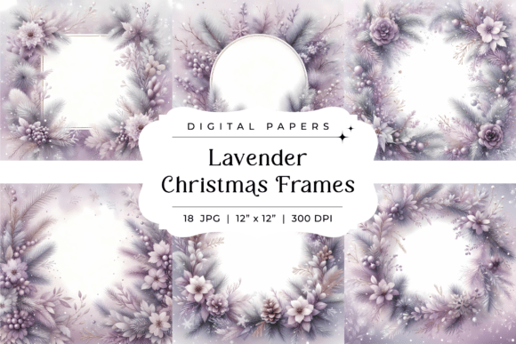 Lavender Christmas Frames Backgrounds