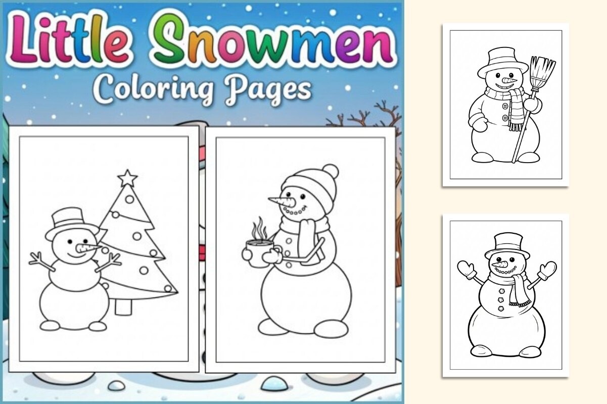 Little Snowmen Coloring Pages for Kids