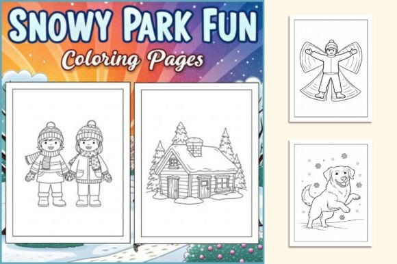 Snowy Park Fun Coloring Pages for Kids