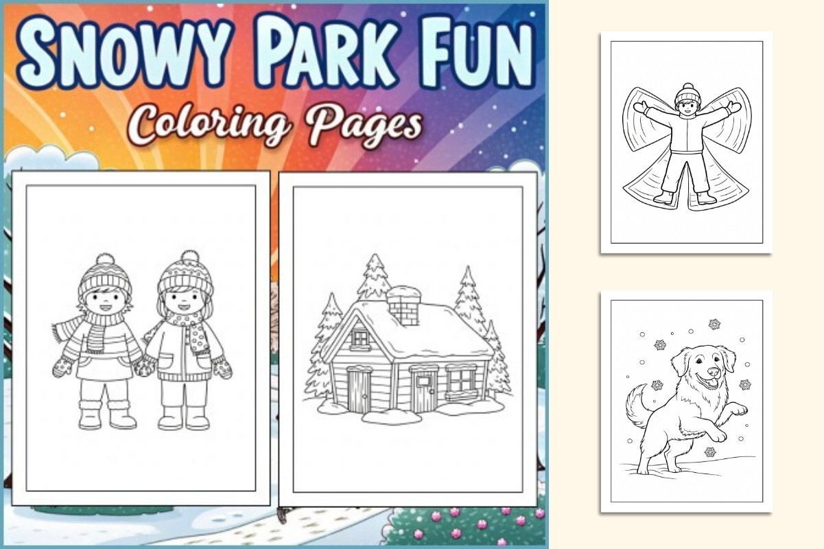 Snowy Park Fun Coloring Pages for Kids