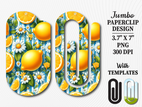 Summer Lemon Citrus Jumbo Paperclip PNG Grafika Rękodzieła Przez SAVA STORE