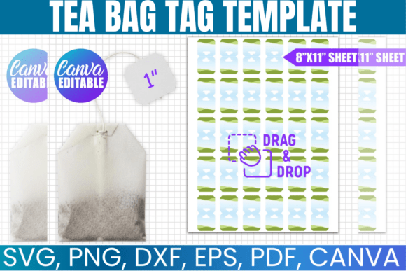 Tea Bag Tag Template, Tea Bag Label Svg