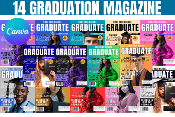 14 Graduation Magazine Canva Template
