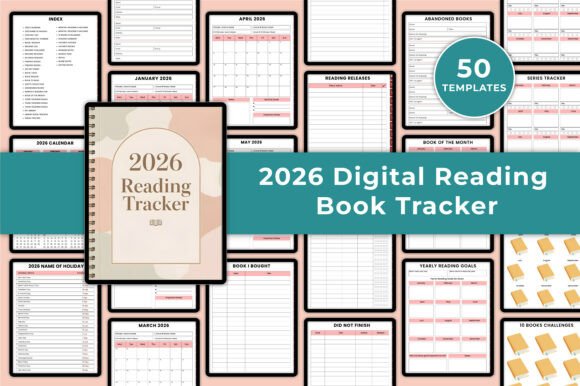 2026 Digital Reading Book Tracker Canva