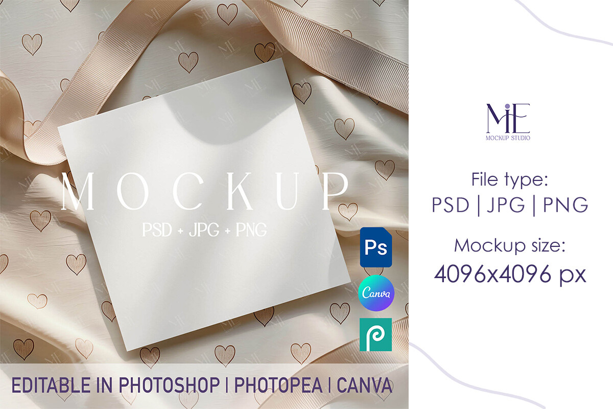 Boho Square Card Mockup 5x5 Invitation