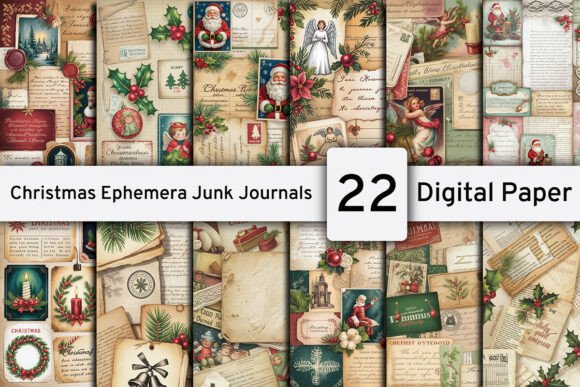Christmas Ephemera Junk Journals Pages