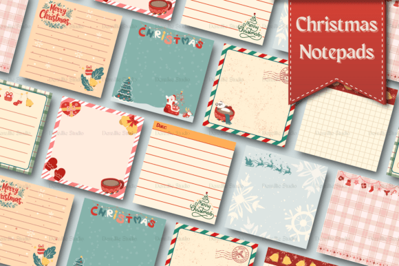 Christmas Themed Notepad Grafica Modelli di Stampa Di denalliecreative