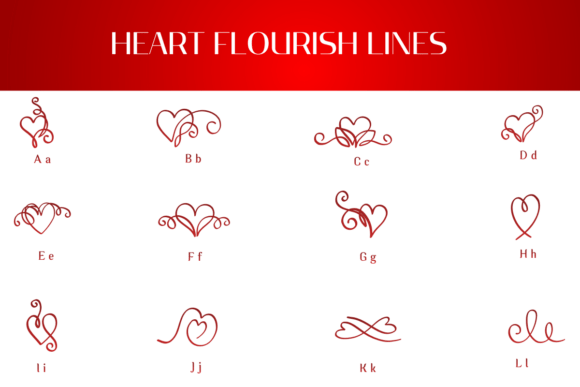 Heart Flourish Lines Font - Preview 1
