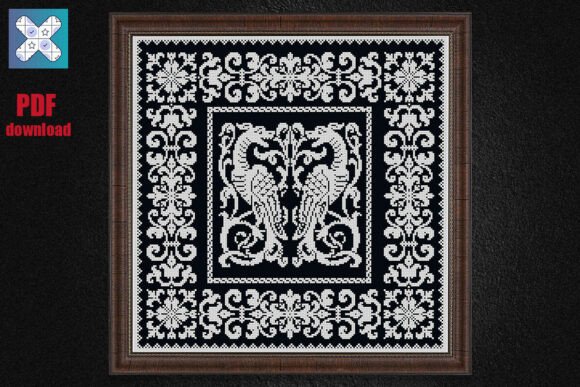 Heraldic Griffin Cross Stitch Pattern