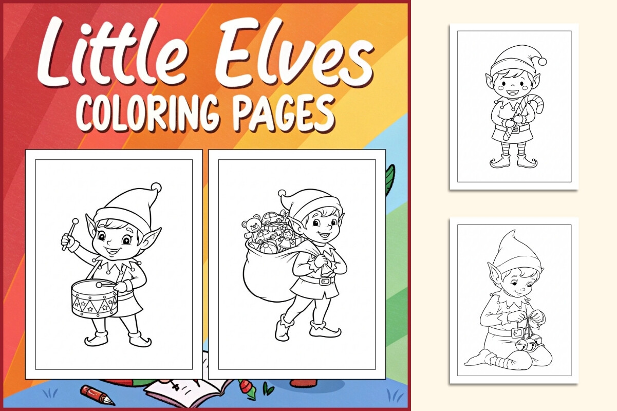 Little Elves Coloring Pages for Kids