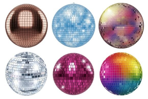 Party Disco Ball Transparent Set Gráfico Elementos Decorativos Por AmanaStudio