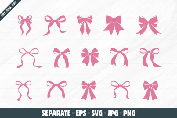 Pink Bow Svg, Coquette Bows Svg, Bow Set
