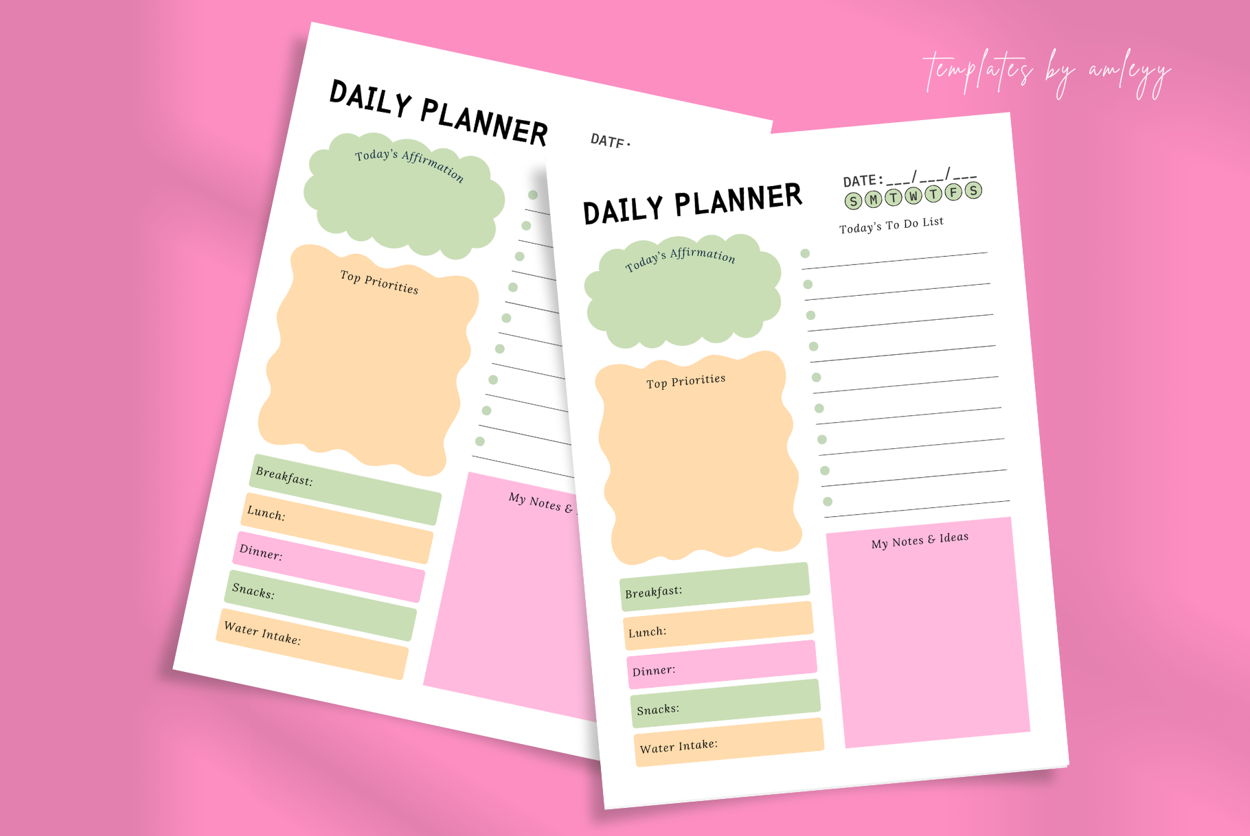 Cute Aesthetic Daily Planner Template