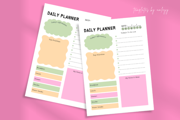 Cute Aesthetic Daily Planner Template - Digital